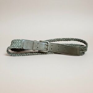 Hobo International | Braided Leather Belt Medium Olive Green Double Prong Buckle